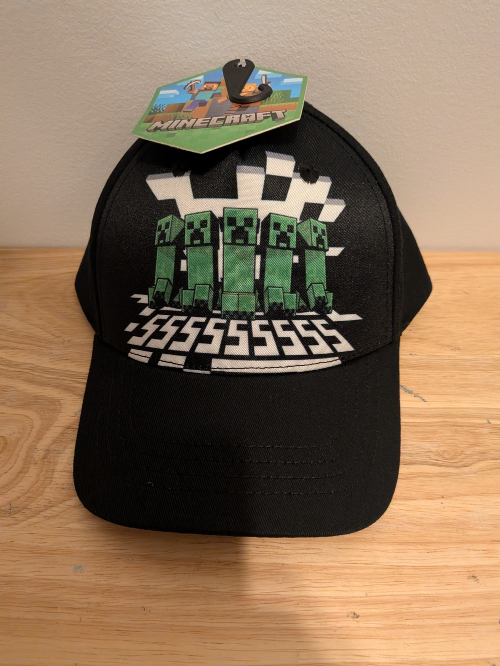 MAD Engine Black Cap with Green Minecraft Creepers
